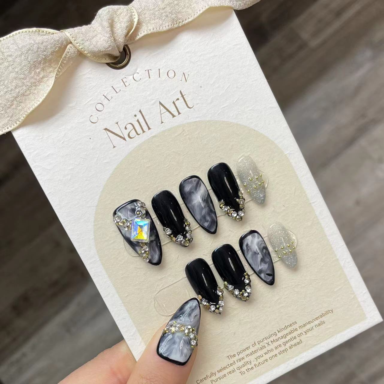 Resin Art Glitter - Uñas postizas hechas a mano con