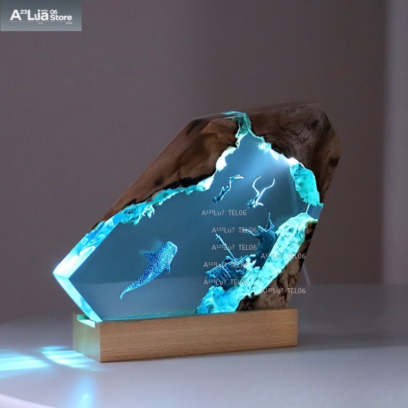 Resin Art And Wood - Lámpara de Noche de Resina y