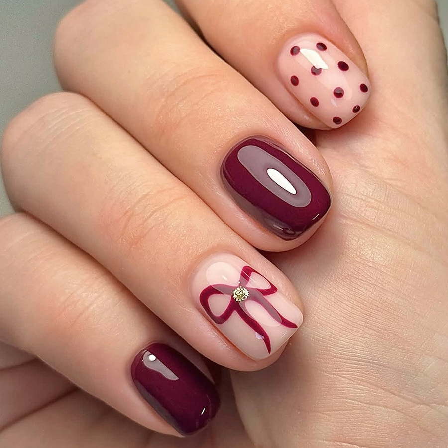 Resin Art Glitter - Uñas postizas cuadradas cortas con puntos