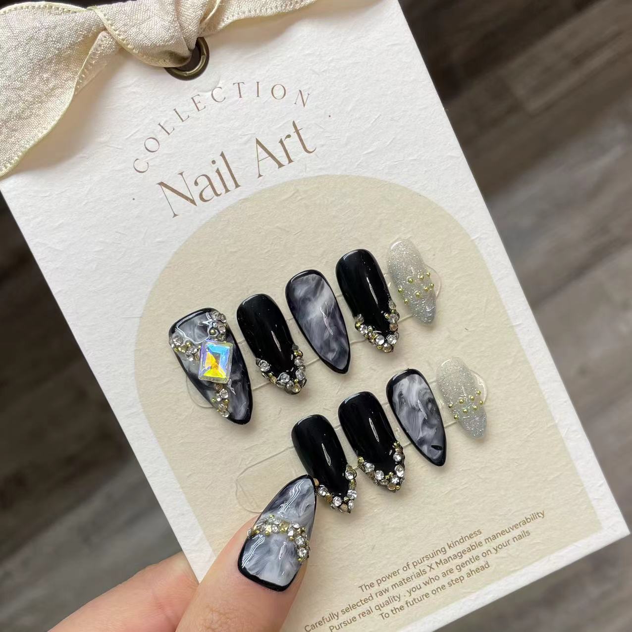 Uñas postizas hechas a mano co - Resin Art Glitter reseña y precio