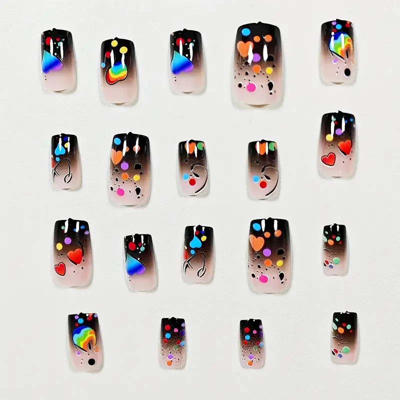 24 Uñas Postizas Cortas Cuadra - Resin Art Glitter reseña y precio