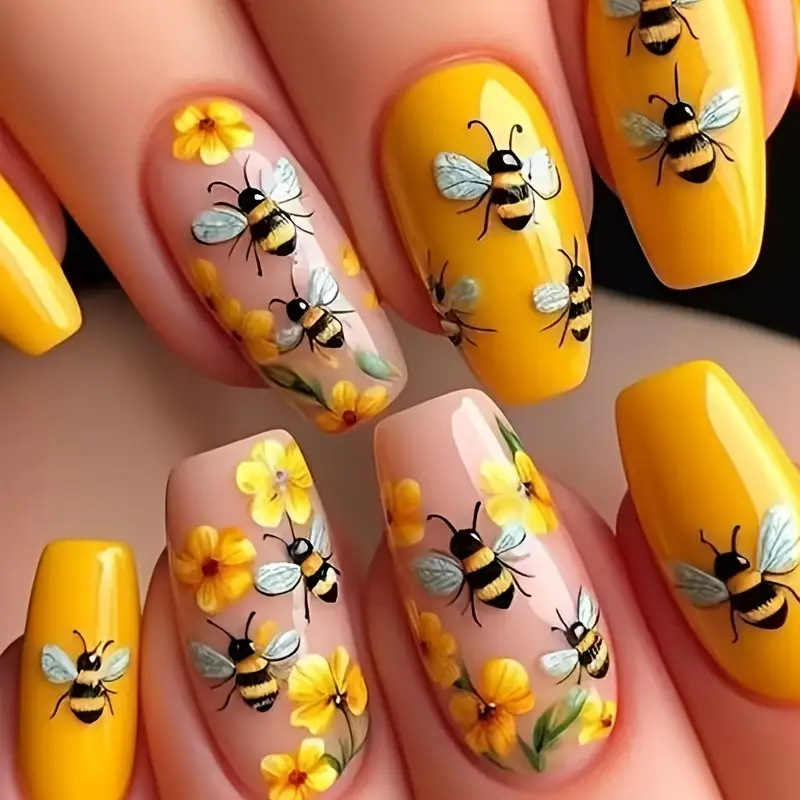 24 Uñas Postizas Cortas Cuadra - Resin Art Glitter reseña y precio