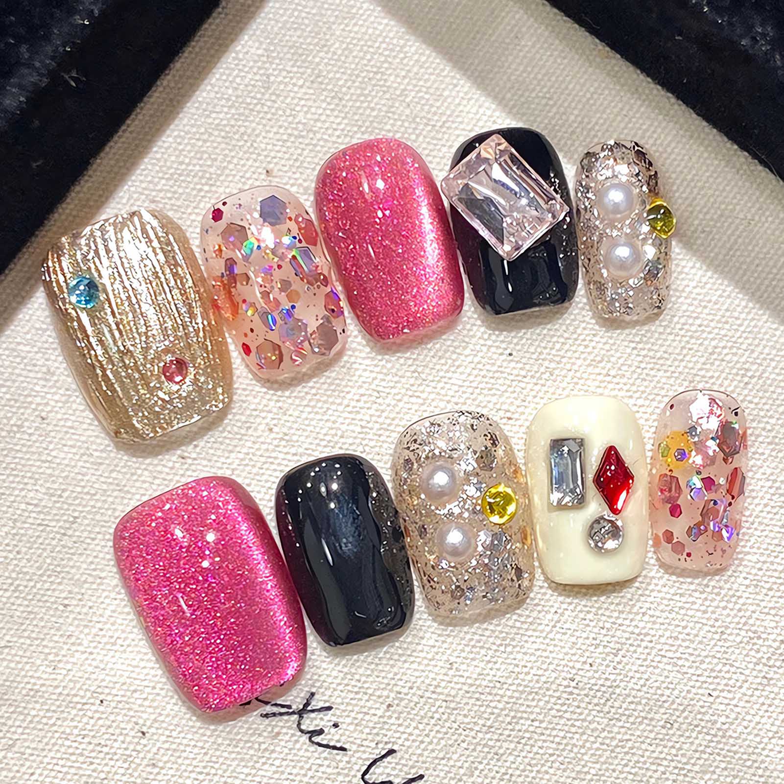 Uñas postizas hechas a mano, U - Resin Art Glitter reseña y precio