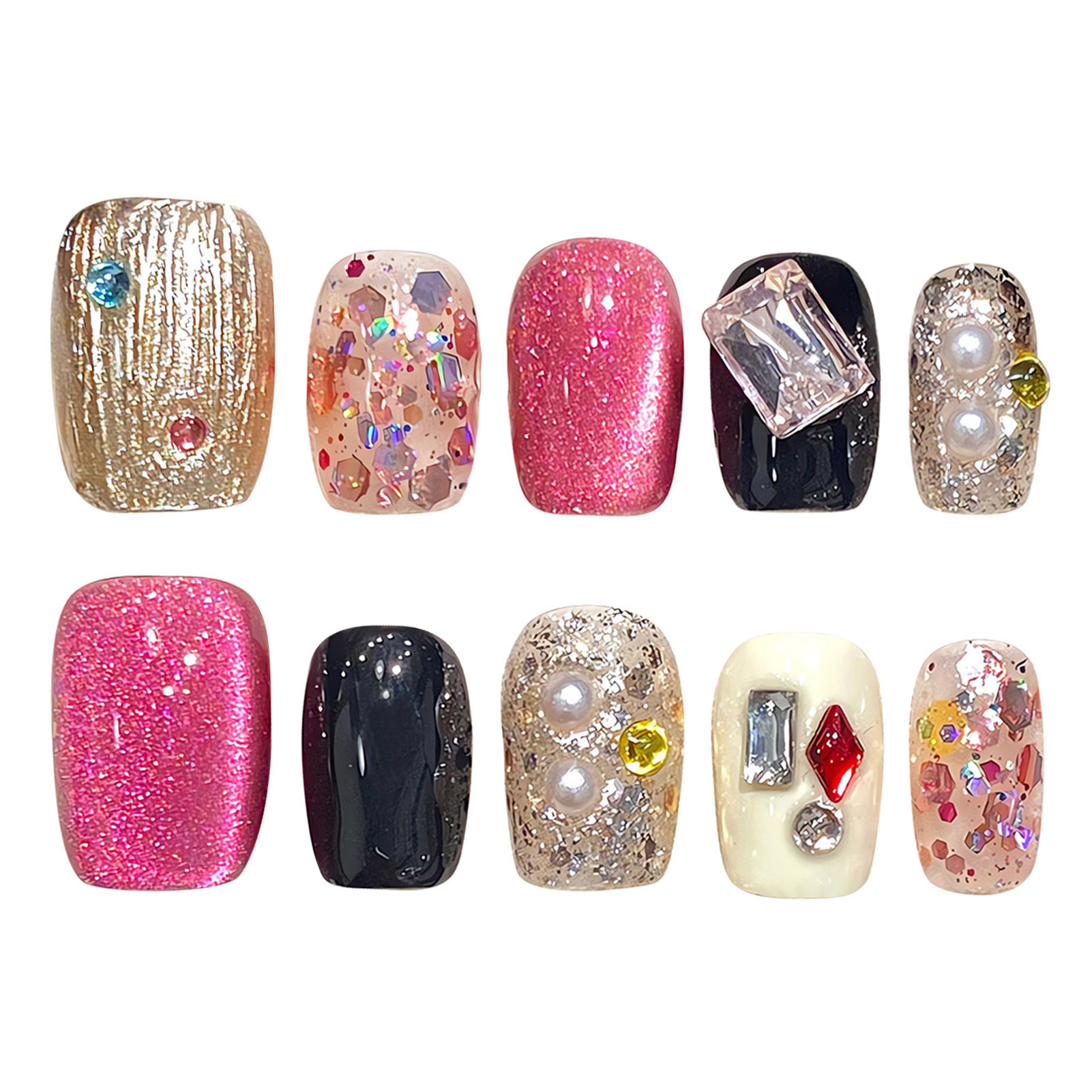 Uñas postizas hechas a mano, U - Resin Art Glitter reseña y precio