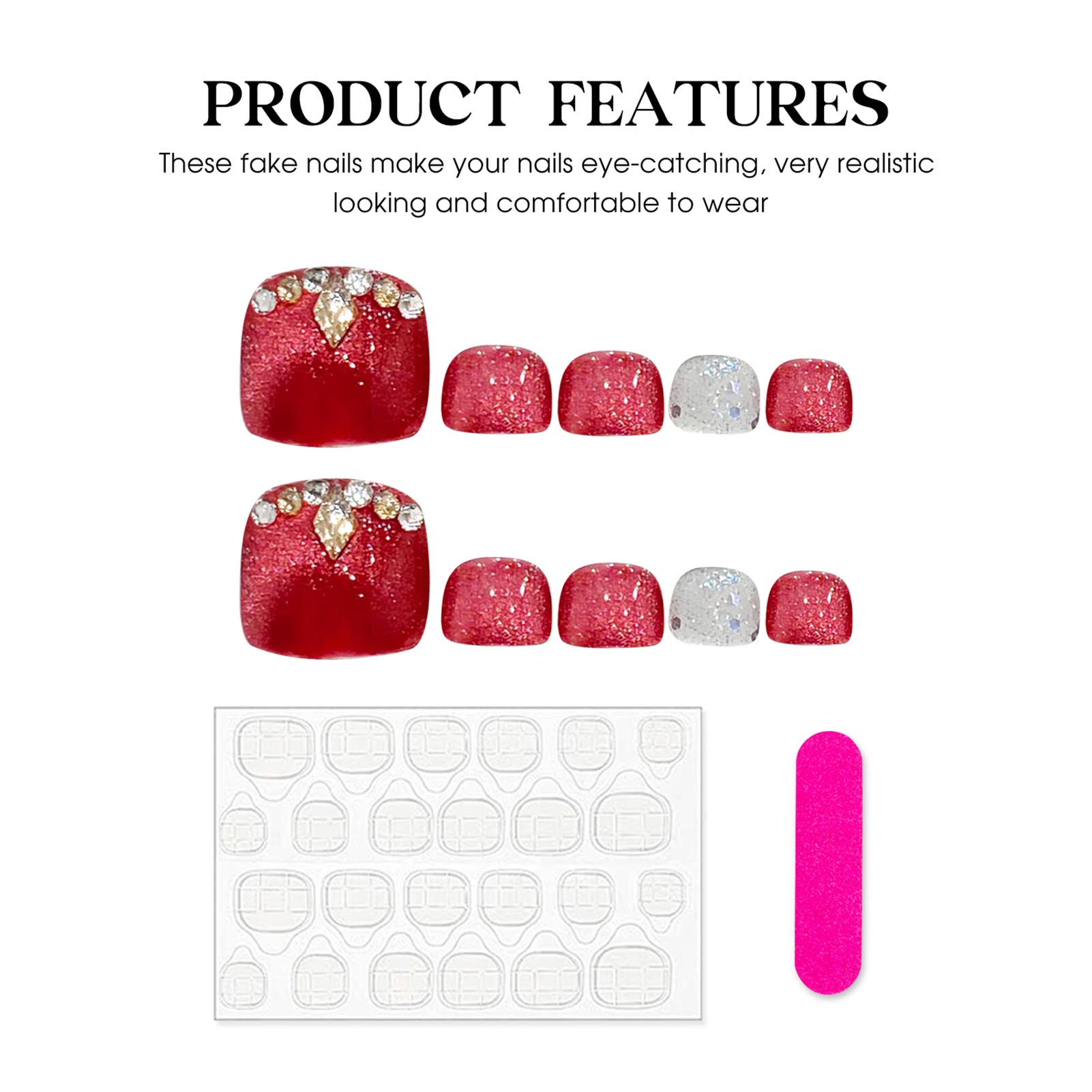 Uñas postizas hechas a mano, C - Resin Art Glitter reseña y precio
